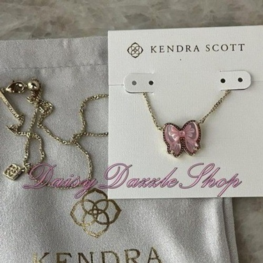 🎀✨Kendra Scott Haley Bow Gold Pendant Necklace In Blush Mother of Pearl New✨ 🎀